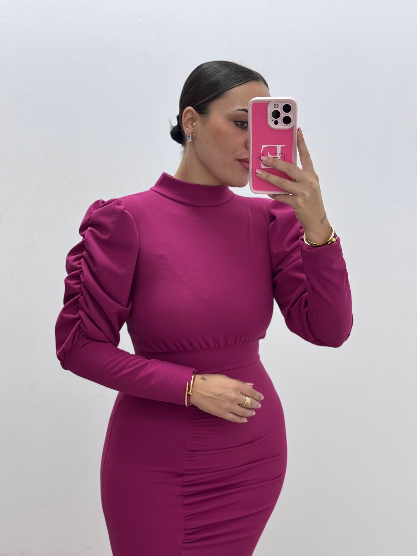 Vestido Buganvilla Manga Frunce Lazo