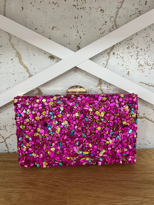 Bolso de Fiesta Piedras Fucsia